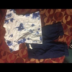 12M boys tye dye shirt and navy pants